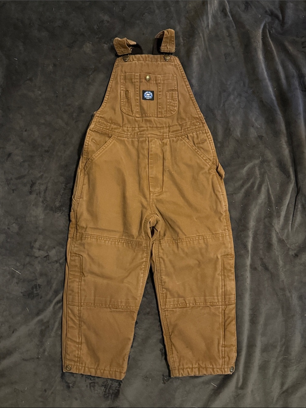 Children's Brown Canvas Overalls - Durable Kids Bottoms - Size S